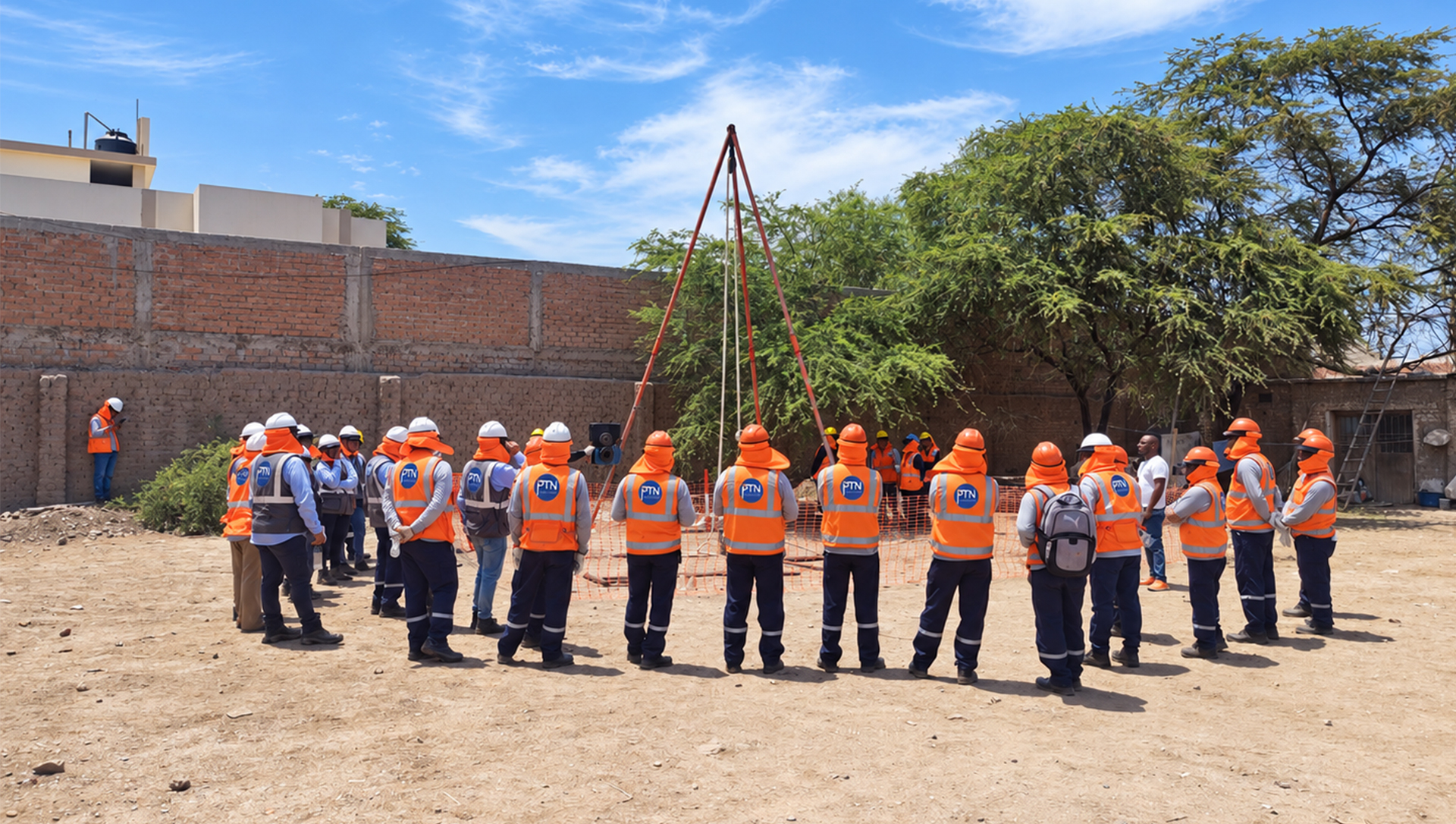 Escena ilustrativa de investigación geotécnica en los Andes